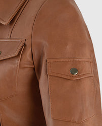 Gigi Hadid Tan Brown Leather Jacket