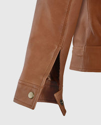 Gigi Hadid Tan Brown Leather Jacket