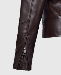 Katie Holmes maroon Leather Jacket