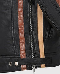 Men's SIZMA Black Cafe Racer Leather Jacket