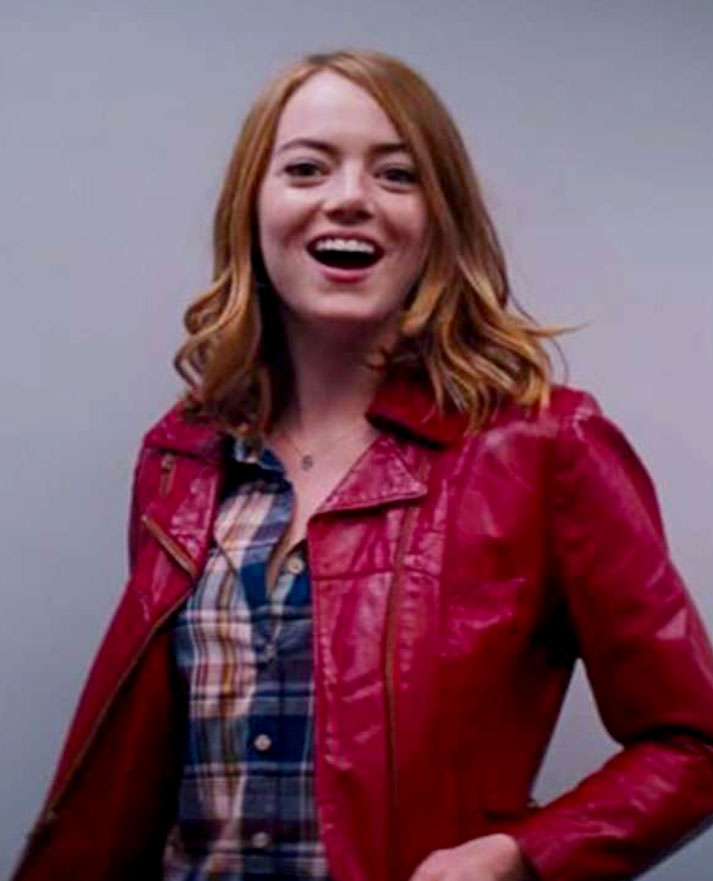 Emma Stone La La Land Maroon Leather Jacket