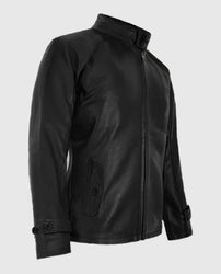 Men's Standup Collar Black Leather Jacket