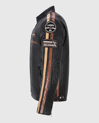 Men's SIZMA Black Cafe Racer Leather Jacket