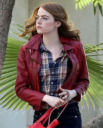 Emma Stone La La Land Maroon Leather Jacket
