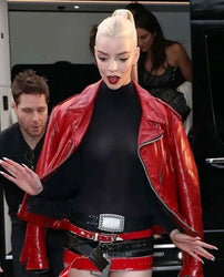 Furiosa A Mad Max Saga Premiere Anya Taylor-Joy Red Leather Jacket