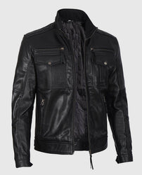 Moffit Men's Cafe Racer Real Leather Jacket