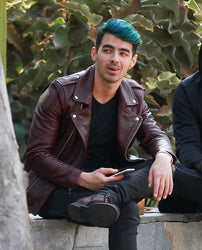 Joe Jonas Biker Leather Jacket