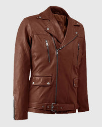 Dauntless Tan Biker Leather Jacket