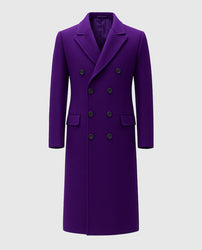 Men's Purple Double-Breasted Long Trench Coat