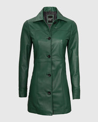 Women's Green Leather Coat