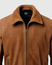Men's Camel Brown Suede Leather Jacket