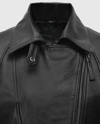 Women's Black & White Biker Leather Jacket