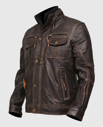 Men's Cafe Racer Vintage Distressed Leather Jacket