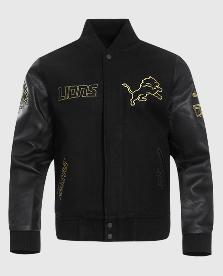 Detroit Lions Black & Gold Varsity Jacket
