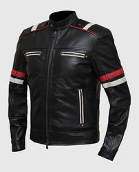 Men's Retro Cafe Racer Black Leather Jacket
