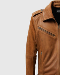 Men's Suede Leather Jacket Camel Brown