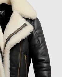 Men's Aviator B3 Bomber Black Leather Jacket