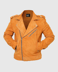 Men's Suede Leather Camel Brown Biker Leather Jacket