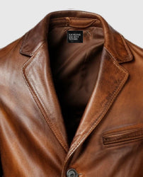 Men's Vintage Brown Leather Blazer