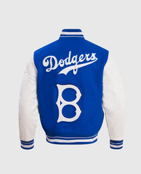 MLB Brooklyn Dodgers Men's Rib Wool Varsity Jacket Royal Blue White