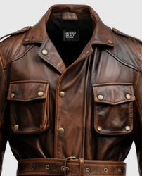 Men's Military Style Vintage Leather Jacket