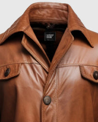 Men's Vintage Brown Long Leather Coat