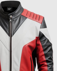 Men's Red & Black Faux Leather Jacket