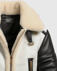 Men's Aviator B3 Bomber Leather Jacket - Black & White