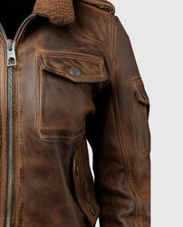 Women's Vintage Brown Bomber Leather Jacket