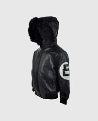Men's 8 Ball Pool Hooded Bomber leather Jacket