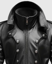 Men's Black Stylish Hooded Leather Coat