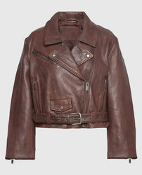 Gigi Hadid Brown Leather Jacket