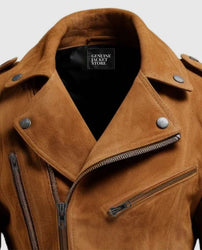 Men's Double Belted Suede Leather Jacket
