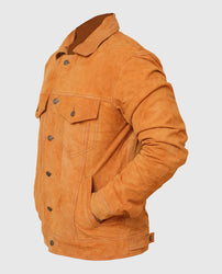 Men's Strap Pockets Suede Leather Jacket