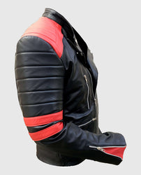 Men's Vintage Red Stripes Motorcycle Leather Jacket