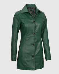 Women's Green Leather Coat