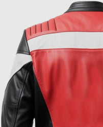Men's Red & Black Faux Leather Jacket