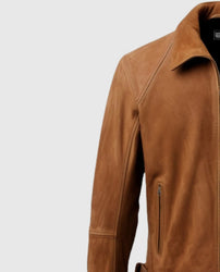 Men's Camel Brown Suede Leather Jacket