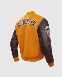 NBA Brooklyn Nets Men's Brown Varsity Jacket