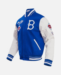 MLB Brooklyn Dodgers Men's Rib Wool Varsity Jacket Royal Blue White