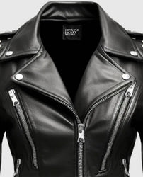 Women's Black Stud Biker Leather Jacket