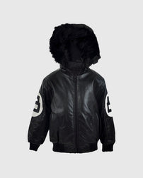 Men's 8 Ball Pool Hooded Bomber leather Jacket