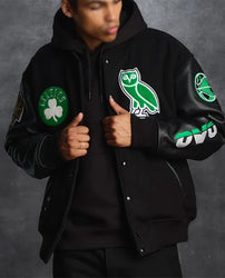 Boston Celtics OVO Black Varsity Jacket