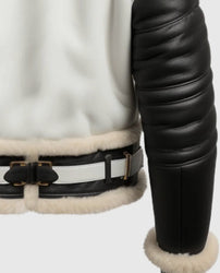 Men's Aviator B3 Bomber Leather Jacket - Black & White