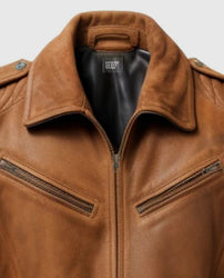 Men's Suede Leather Jacket Camel Brown