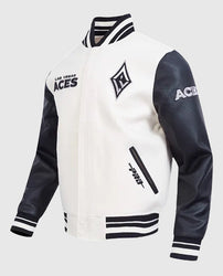 Eggshell/Black Retro Las Vegas Aces Classics Rib Varsity Jacket