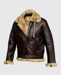 FUR Aviator Flying Pilot Bomber Brown Jacket