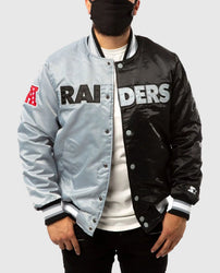 Las Vegas Raiders Bomber Satin Black and Grey Jacket