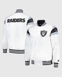 Las Vegas Raiders Midweight White Satin Jacket