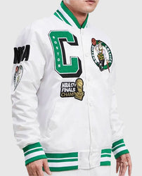 Boston Celtics Mash Up White Satin Jacket